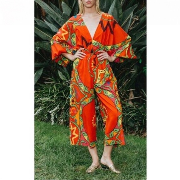 Rhode Red Boho Print Jumpsuit Casual Size Medium - Picture 2 of 10